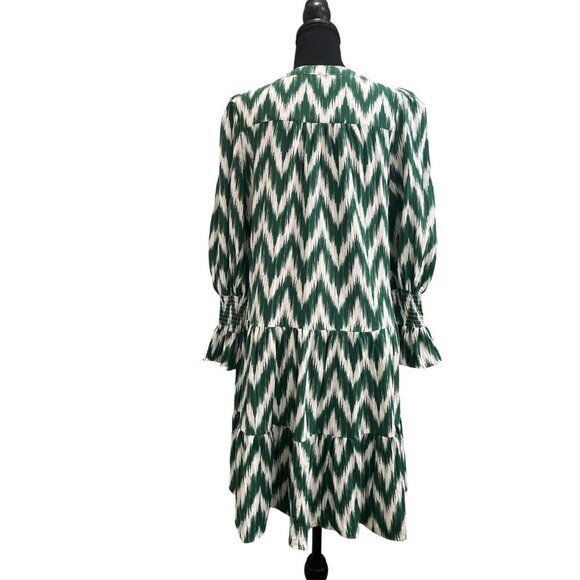 Tuckernuck Pomander Place Green Ikat Kenzo Dress Size Small - Picture 3 of 11